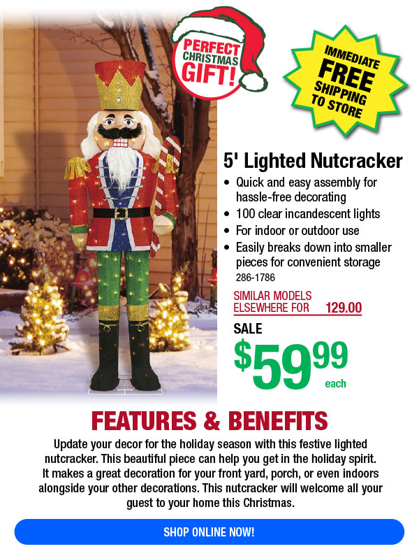 5' Nutcracker for ONLY 59.99! Menards