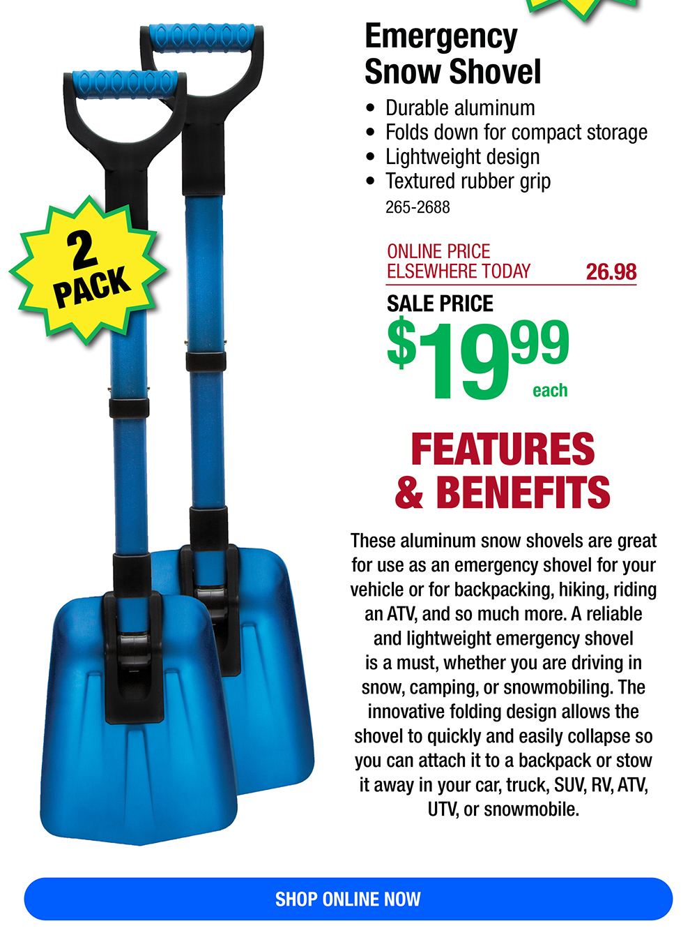 2Pack Folding Shovel ONLY 19.99! Menards