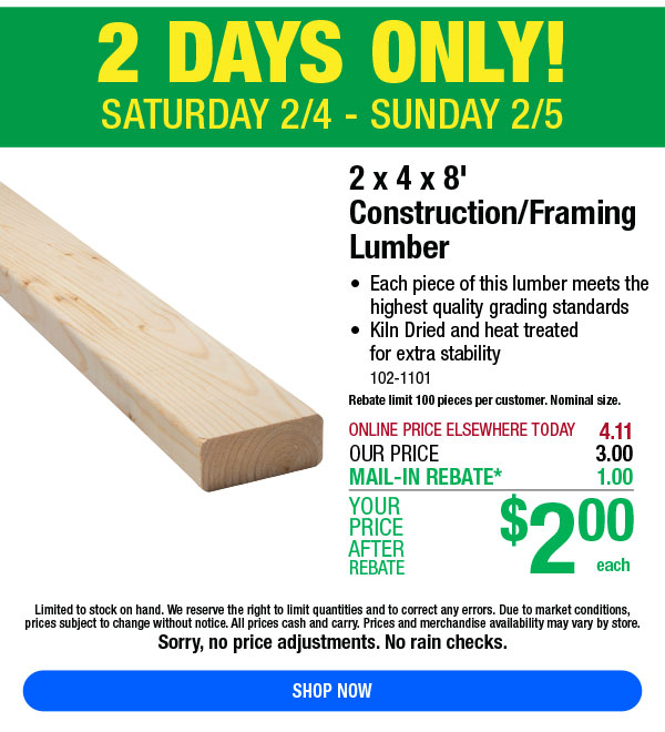 2x4 ONLY 2.00! Menards