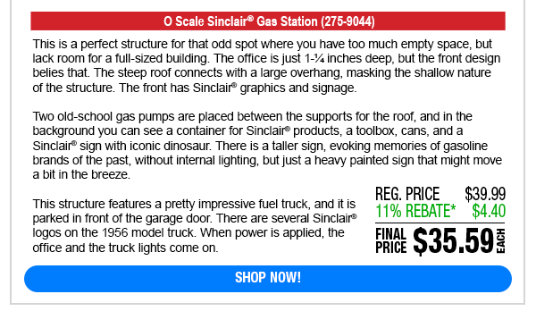 Sinclair Gas Station Product Description