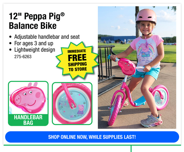 Peppa pig balance bike and clearance helmet