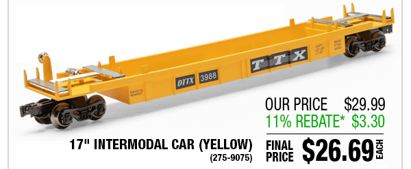 17" Intermodal Car - Yellow (275-9075, 9076)