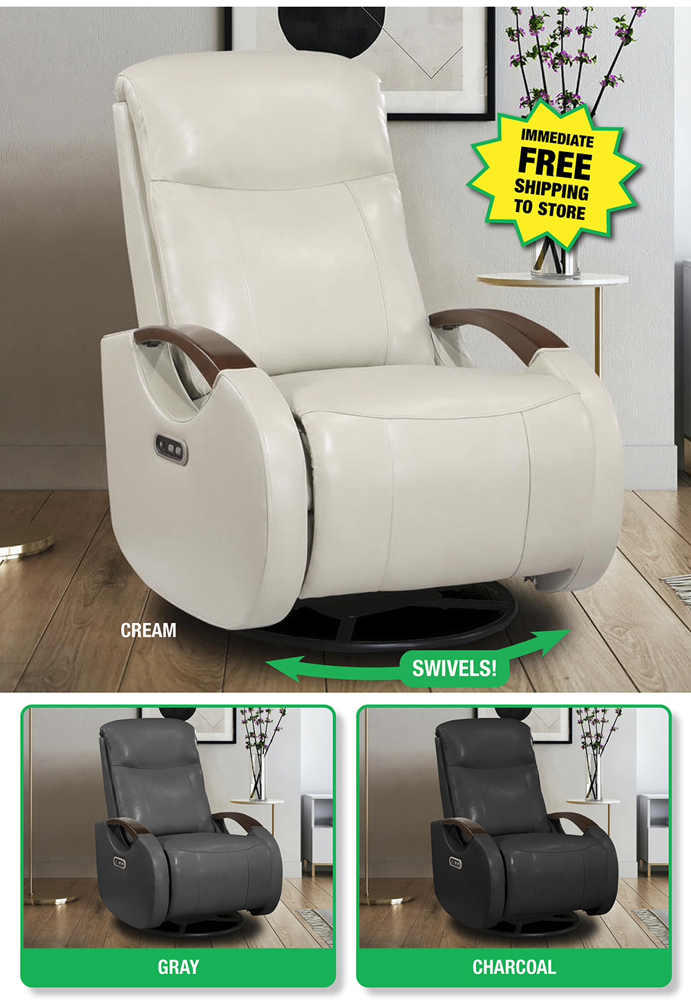 Leather Power Swivel Recliner ONLY 299 Menards