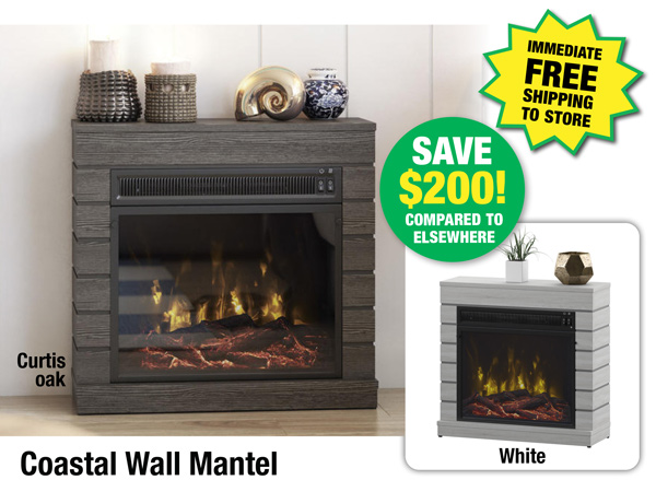 Coastal Wall Mantel Electric Fireplace-Free Shipping to Store!