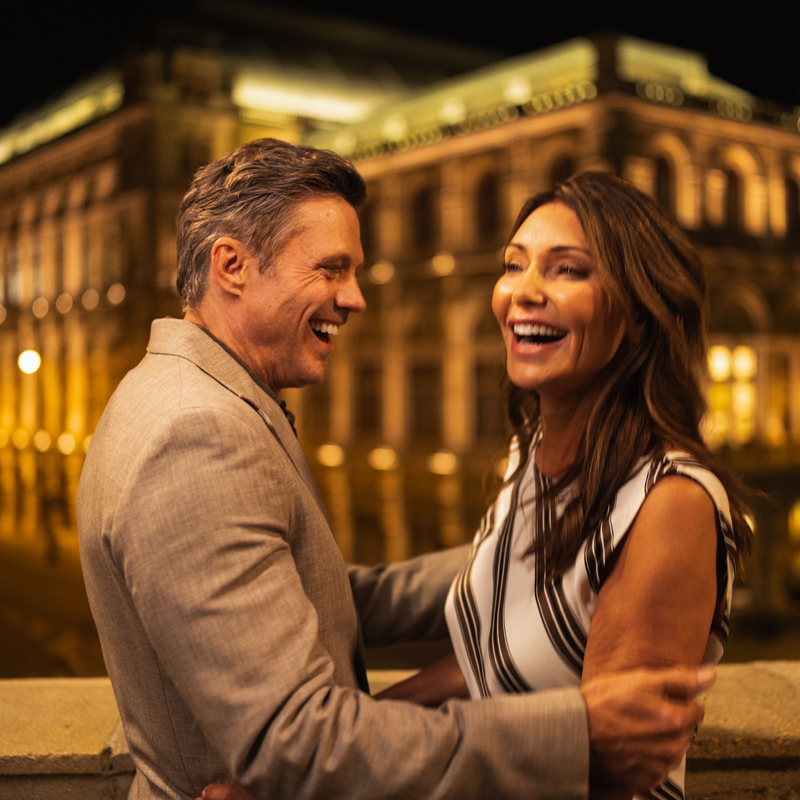 Couple enjoying a night out in Vienna