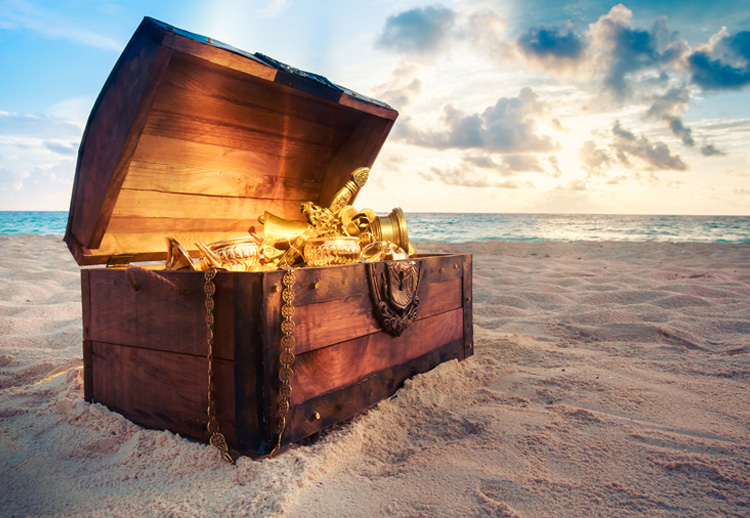 An open treasure chest