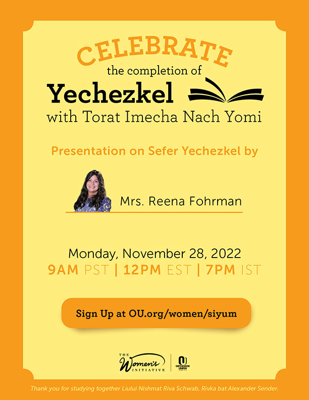 Celebrate the completion of Yechezkel with Torat Imecha Nach Yomi