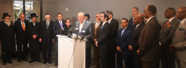 OUA Executive Director Nathan Diament participated in a press conference with Senator Chuck Schumer calling for a $1 billion boost to NSGP - federal security grants for shuls and schools